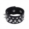 Premium Spike Studded PU Leather Bracelet 8.5" - Different Colors - Black - CE12B1N3LAL