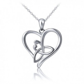 S925 Sterling Silver Good Luck Irish Celtic Knot Triangle Vintage Love Heart Pendant Necklace- 18 inches - CO12OCO93F2