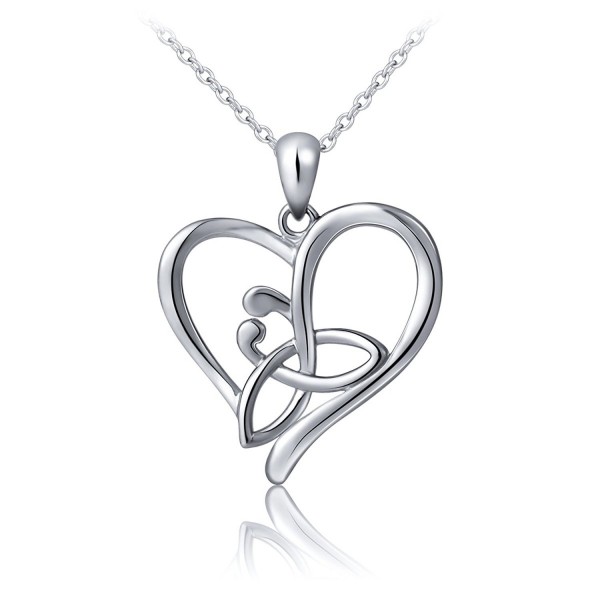 S925 Sterling Silver Good Luck Irish Celtic Knot Triangle Vintage Love Heart Pendant Necklace- 18 inches - CO12OCO93F2