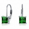 Bling Jewelry 925 Silver Princess Cut Simulated Emerald Drop Earrings - CJ12MGGTKPD