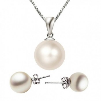 Pink Universe Pearl Pendant Necklace Pearl Earring Set Pearl Jewelry Set with Gif Box - CG12FZWXLB9