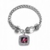Red Hat Lovers Club Charm Classic Silver Plated Square Crystal Bracelet - CW11LIB3T2X