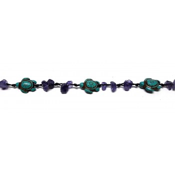 Purple Amethyst Turquoise Bracelet cm Handmade in Women's Anklets