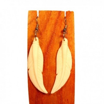 Carved Bone Feather Earring Domestic Cow Bone Bali Bay Trading Company - C312GXMO9WP
