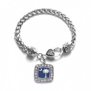 South Carolina Flag Classic Silver Plated Square Crystal Charm Bracelet - C811U7NAXXP