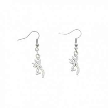 Buck Charm Earrings- Deer Earrings- Silver Earrings- Silhouette - CB183KNL2E4