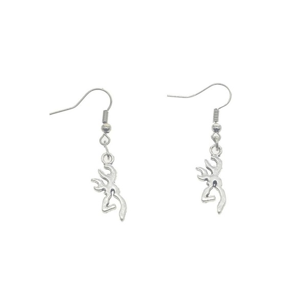 Buck Charm Earrings- Deer Earrings- Silver Earrings- Silhouette - CB183KNL2E4