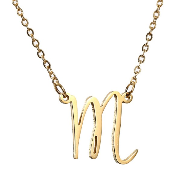 AOLO Initial Necklace 26 Letters from A-Z Stainless Steel Silver and Gold Color - CQ11VW4ZAZ9