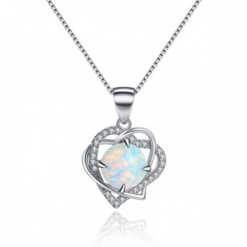 ''Moonlight Sonata'' Sterling Silver Open Heart Created Opal Heart Necklace - Valentine's Day Gifts - Opal - CR12N8Z6U2V