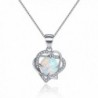 ''Moonlight Sonata'' Sterling Silver Open Heart Created Opal Heart Necklace - Valentine's Day Gifts - Opal - CR12N8Z6U2V