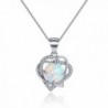 ''Moonlight Sonata'' Sterling Silver Open Heart Created Opal Heart Necklace - Valentine's Day Gifts - Opal - CR12N8Z6U2V