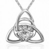 Sterling Silver Irish Celtic Knot Triangle Love Heart Claddagh Pendant Necklace-18'' - CV184T6USAN