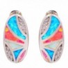 CiNily Rhodium Plated Blue Pink White Opal Zircon Women Jewelry Gemstone Stud Earrings 16mm - CM17YHC4CKG