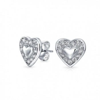 Bling Jewelry Bridal Clear CZ April Birthstone Heart Stud earrings 925 Sterling Silver 11mm - C911IAUQ3OF