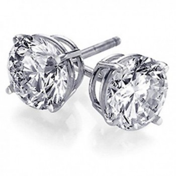 925 Sterling Silver 4.0 tcw Basket Setting 8MM Clear Round CZ Cubic Zirconia Nickel Free Stud Earrings - C211BECNJ6R
