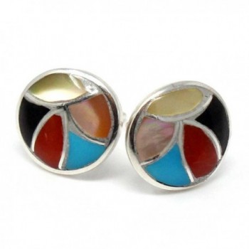 Zuni Multi Color Channel Inlay Earrings by Leekya - CY180DSGYW2