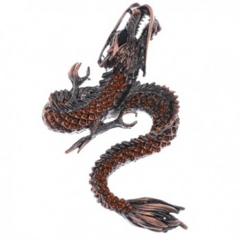 Alilang Womens Gunmetal Tone Topaz Colored Rhinestones Antique Dragon Brooch Pin - CL112TAWVBL