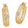 White Cubic Zirconia 18k Gold over .925 Sterling Silver Filigree Scroll Hoop Earrings (29mm) - C9182K3L4TZ