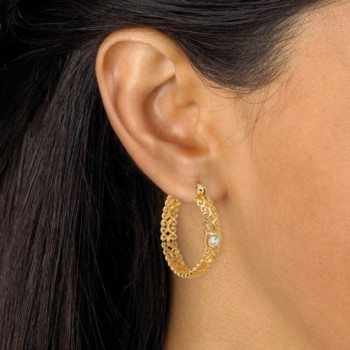 Zirconia Sterling Silver Filigree Earrings in Women's Hoop Earrings