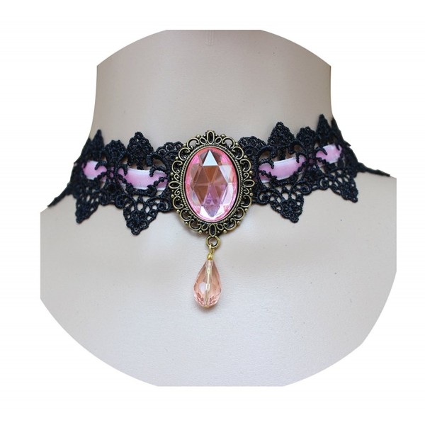 Lace Choker Necklace Black Elegant Gothic Lolita Pendant Choker Necklace for Woman Girls Gift 
