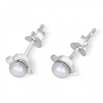 Sterling Silver Button Rhodium Earrings in Women's Stud Earrings
