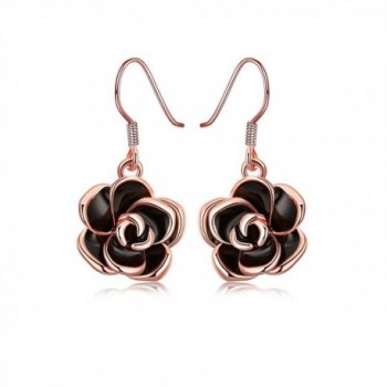 MXYZB Silver Plated Flower Dangle Earrings with Cubic Zirconia Jewelry Gifts for Women Girls - rose gold - CL187C3MXUY
