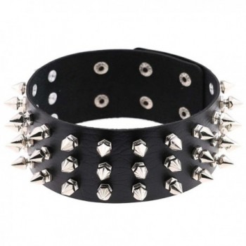 FM42 3-Layers Rivets Spiked PU Simulated Leather Necklace Neckband Choker (16 Colors) - CZ17AZ6THR4