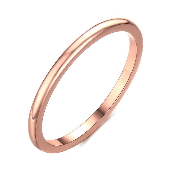 Stainless Steel Plain Band Ring for Women-1.5mm Width Rose Gold Size 6 ...