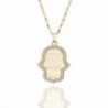 Necklace Pendant Crystal Dazzling Rhinestone - Gold Plated Hamsa Hand - C6188RTULUD