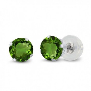 1.00 Ct Round Green Chrome Diopside 10K White Gold 4-prong Stud Earrings 5mm - CX1191KNHBV