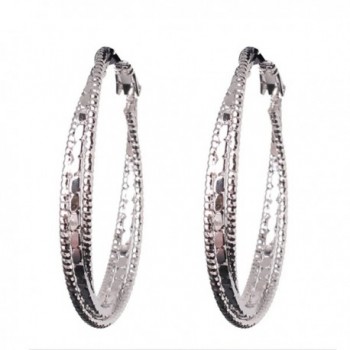 GULICX Silver Tone Charming Textured Round 3 Hoop Lady Party Awesome Hoop Earring - CB122505J7X