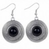 Yazilind Vintage White Round Stone Dangle Drop Hook Earrings Women Gift - Black - CO11NXHE1AX