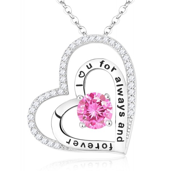 Tourmaline Swarovski Necklace Anniversary Birthday - Pink Tourmaline Heart Necklace - CB185DU5YAW
