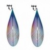 Clip On Earrings Hollow Waterdrop Colorful Tassel Earrings Dangle Black Plated Proms Gift - C91887H72HM
