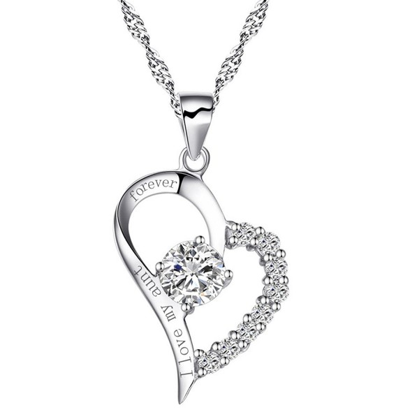 Sterling Silver Heart "I Love My Aunt Forever" Necklace Cubic Zirconia Engraved Pendant with Chain - CH17YDYC84N