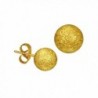 Gold-tone Stainless Steel Stardust Sandblasted Bead Ball Stud Earrings 6mm - CH11JGET9FF