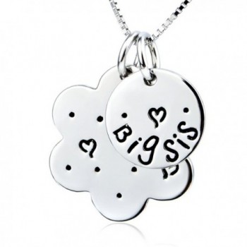 S925 Sterling Silver Personalized 2 piece Heart Love Big Sister Engraved Charm Pendant Necklace - CN184238NKE
