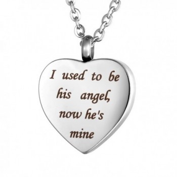 VALYRIA Heart Cremation Urn Necklace Memorial Keepsake Jewelry - Engraved I used to be his angel- now he's mine - CY12MYYM6TM