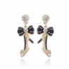 DongStar Fashion Jewelry Austrian Crystal Alloy Dangle Princess Shoe Bow Gold Color Earrings - CF12NRFFGHE