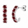 Sterling Silver Round Gemstone "J" Hoop Earrings - Garnet - CK12MY1C57E