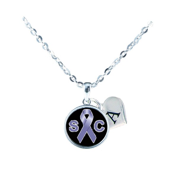 Custom Stomach Cancer Awareness Silver Necklace Jewelry Choose Initial - CU12N60RSEE