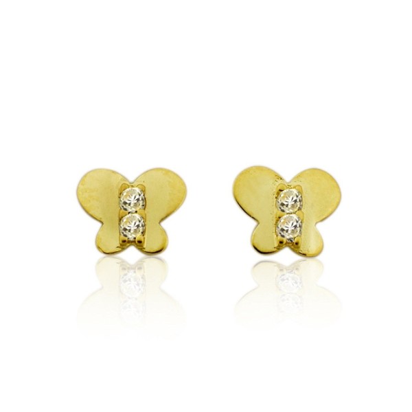 10KT Gold Butterfly With CZ Screw Back Earrings - CQ118S9JUPX