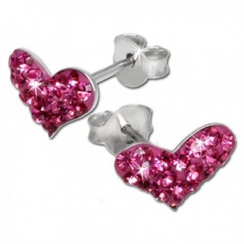SilberDream Glitter Earring heart with pink Czech crystals- 925 Sterling Silver GSO404P - CN119YUROAR