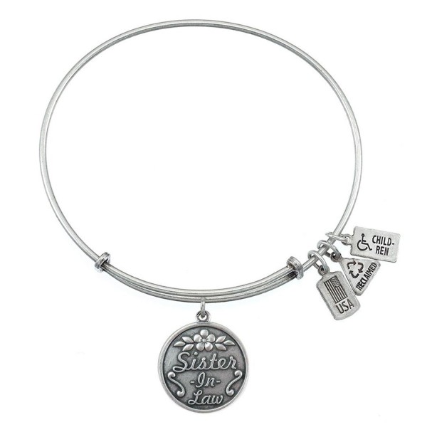 Sister-In-Law Charm Bangle Silvertone Finish - C911WDG8XCN