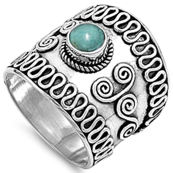 Simulated Turquoise Bali Braided Band .925 Sterling Silver Ring Sizes 5-12 - CN11NJ7LRA9