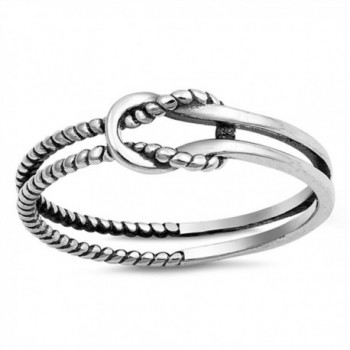 Oxidized Infinity Love Knot Rope Loop Ring .925 Sterling Silver Band Sizes 3-10 - C3183OGW8X4