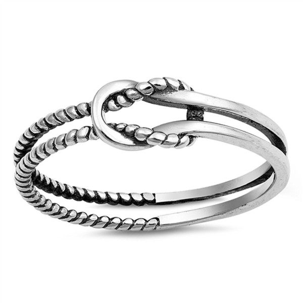 Oxidized Infinity Love Knot Rope Loop Ring .925 Sterling Silver Band Sizes 3-10 - C3183OGW8X4