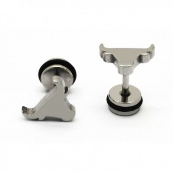 Chelsea Jewelry Basic Collections Ox-head Shaped Stud Screw-back Earrings - Stainless Steel - CQ12F83PYIN
