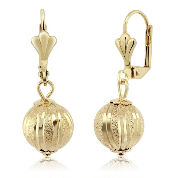 Stunning 1-1/4" Dangle Spheres Gold Plated Brass Lever-Back Women's Earrings - C5116F2PKCH