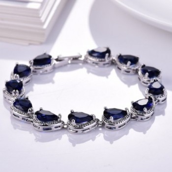 GULICX Austrian Sapphire Color Teardrop Bracelet in Women's Charms & Charm Bracelets